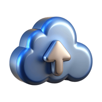 3d nube icona con un' metallico freccia puntamento verso l'alto, simboleggiante caricare o Conservazione, isolato su trasparente sfondo png