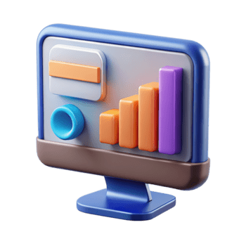 3d computer tenere sotto controllo visualizzazione un' colorato bar grafico e astratto elementi, isolato su trasparente sfondo png
