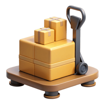 3d renderen van een pallet jack hijs- een stack van karton dozen, vertegenwoordigen logistiek en Verzending activiteiten, geïsoleerd Aan transparant achtergrond png