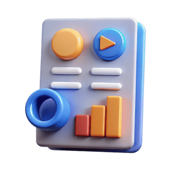 3d ícone representando dados analytics e o negócio crescimento, apresentando gráficos e uma jogar botão, isolado em transparente fundo png