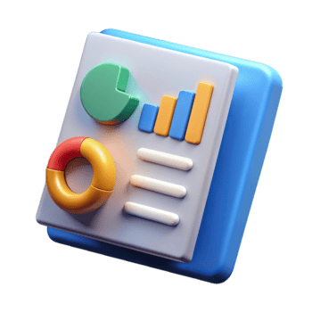 3d icon representing financial data analysis with charts and graphs, isolated on transparent background png