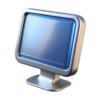 un' 3d interpretazione di un' moderno computer tenere sotto controllo con un' metallico smussatura e un' blu schermo, isolato su trasparente sfondo png