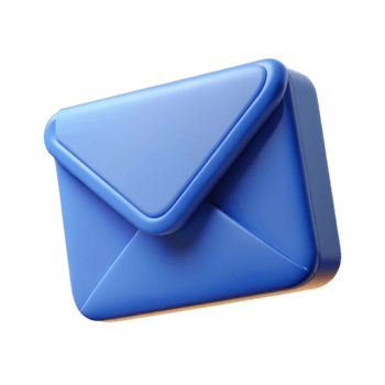 A 3d blue envelope icon, symbolizing communication and messages, isolated on a clean transparent background for easy integration png