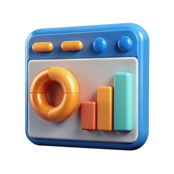3d icon of a dashboard with charts and graphs, isolated on transparent background, representing data analysis and business intelligence png