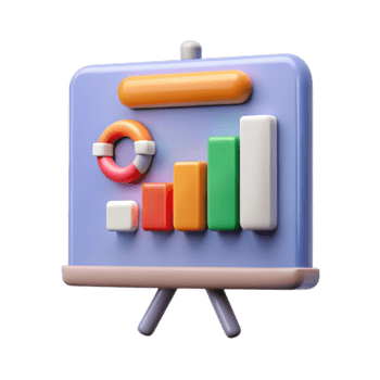 illustratie van 3d renderen van een presentatie bord met bar tabel en infographic elementen, geïsoleerd Aan transparant achtergrond png