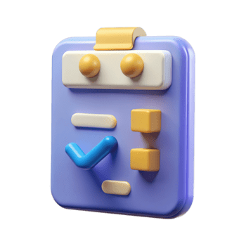 3d icon of a checklist with a checkmark and buttons, isolated on transparent background png