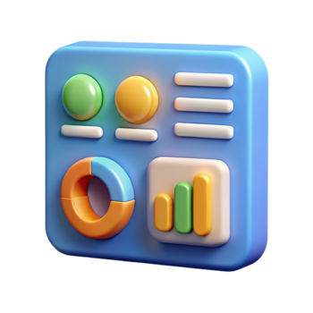 ilustração do abstrato dados analytics painel de controle com gráficos e gráficos, isolado em transparente fundo png