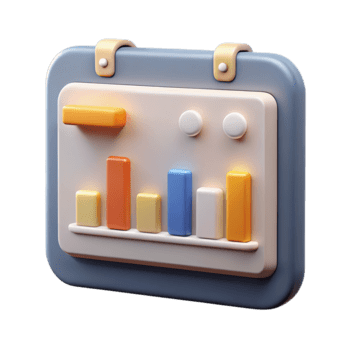 illustrazione di 3d interpretazione di un' montaggio a parete pannello di controllo con bar grafico e dati punti, isolato su trasparente sfondo png