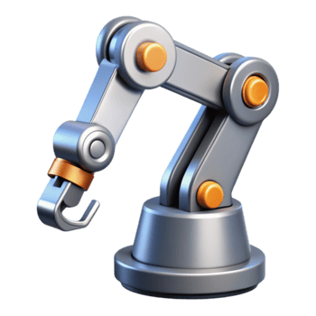 illustrazione di un' 3d rendere di un' robotica braccio con un' gancio, isolato su trasparente sfondo, in mostra industriale automazione e precisione ingegneria png