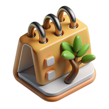 di 3d interpretazione di un' stilizzato calendario con un' piccolo albero isolato su trasparente sfondo png