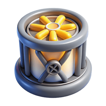 di 3d interpretazione di un' futuristico energia Generatore con raggiante nucleo e metallico struttura isolato su trasparente sfondo png