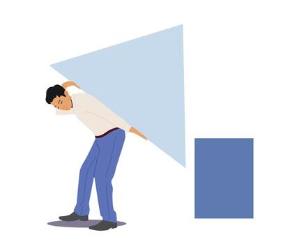 negocio solución, compromiso, problema resolviendo concepto. hombre llevar enorme triangular rompecabezas rompecabezas pedazo. empresario trabajo vector