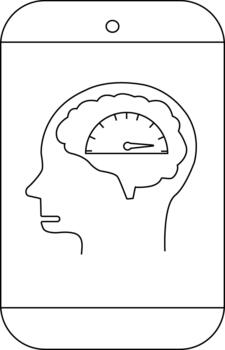 Phone display head profile with brainmeter outlines neutral background vector