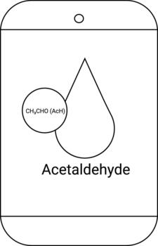 acetaldehído diagrama muestra un molécula en un en forma de gota envase en un rectangular antecedentes vector