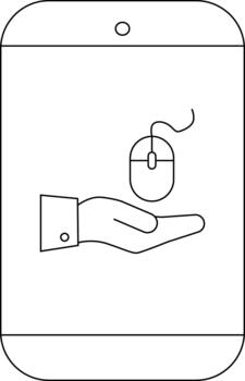 tableta mostrando mano participación computadora ratón en línea Arte vector