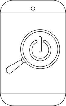 teléfono presentando poder icono en aumentador vaso exhibiendo solución de problemas de búsqueda vector