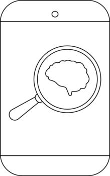 Smartphone displaying a brain image under a magnifying glass vector