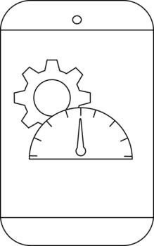 A smartphone displays a gear and speedometer icon suggesting performance or settings vector
