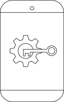 teléfono con ajustes un engranaje icono con un llave insertado indicando seguridad o ajustes controlar vector