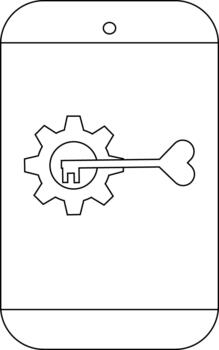 Smartphone features a gear and heartshaped key icon on its display vector