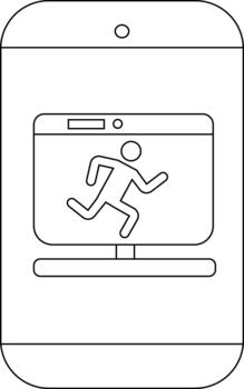 A cellphone displays a monitor with a running figure on the screen vector