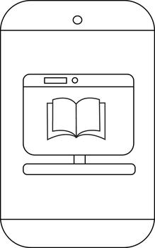 A phone displays a computer screen with an open book vector