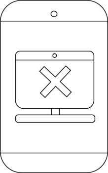 A phone with a crossedout computer screen displayed vector