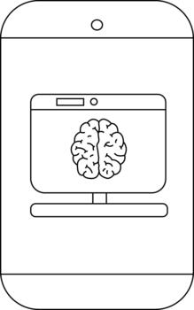 un teléfono inteligente muestra un computadora pantalla con un cerebro gráfico en el centrar vector