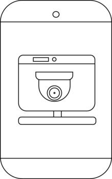 A smartphone screen shows an image of a security camera on a monitor vector