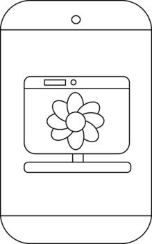 A smartphone shows a monitor on its screen displaying a flower vector