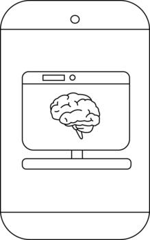 resumido teléfono inteligente con un monitor en pantalla mostrando un cerebro imagen vector