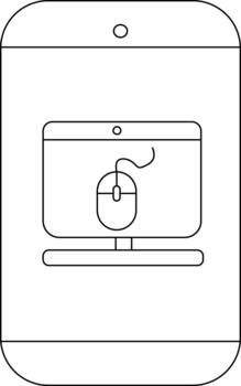 teléfono mostrando un computadora con ratón icono sencillo línea dibujo estilo vector
