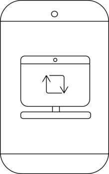 Smartphone displaying a computer with a cyclical arrow icon vector