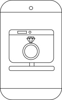 Smartphone displaying a ring on its screen on a white background vector