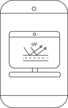 Smartphone displaying UV reflection arrows on a screen vector