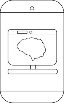 Smartphone displays a brain scan on a monitor screen vector