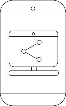 Smartphone displays a share symbol on a computer monitor icon on its screen vector