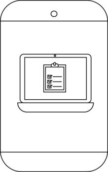 un dispositivo con un ordenador portátil mostrando un Lista de Verificación vector