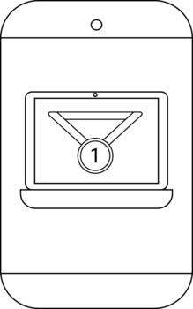 un teléfono inteligente pantalla muestra un ordenador portátil mostrando un medalla con 1 en eso vector