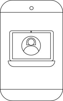 resumido móvil dispositivo mostrando ordenador portátil con un persona icono en pantalla vector