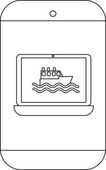 resumido teléfono inteligente mostrando ordenador portátil pantalla con un Embarcacion en olas vector