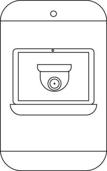 ordenador portátil con un seguridad cámara desplegado en el pantalla conjunto dentro un teléfono inteligente contorno vector