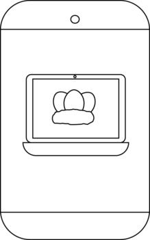 A smartphone with a laptop screen displaying eggs in a nest vector