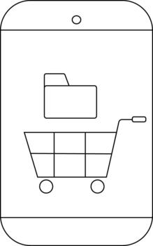 A shopping cart and folder icon displayed on a smartphone vector