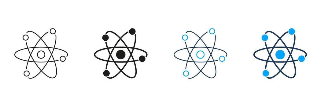 Atom Structure Icon Set. Atomic Model, Science, And Physics Symbol Collection. Educational And Scientific Sign. Isolated Illustration vector