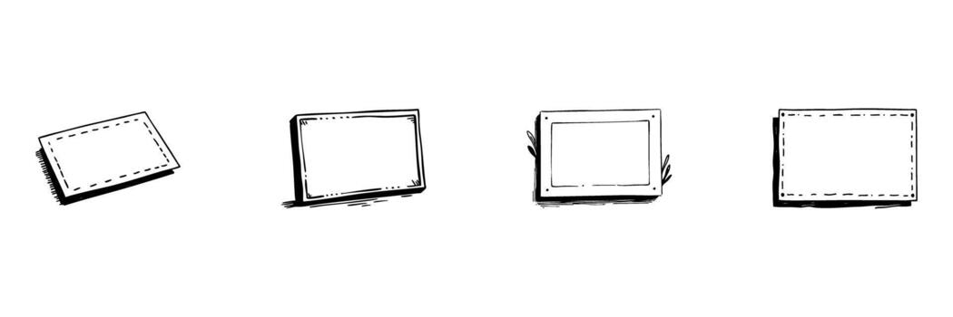 Rectangular Frame Doodle Sketch Set. Picture Frame, Photo Display, And Art Presentation In Hand Drawn Style Collection. Decorative Border Design. Isolated Illustration vector