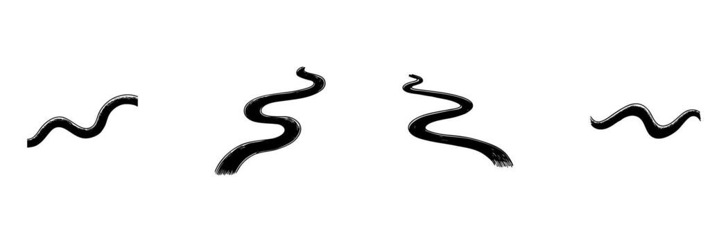 ondulado línea garabatear bosquejo colocar. resumen curvo caminos y fluido patrones en mano dibujado estilo recopilación. artístico expresión y creativo diseño elementos. aislado ilustración vector