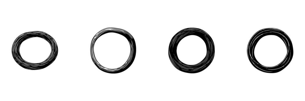 Hand Drawn Circular Scribble Doodle Sketch Set. Abstract Artistic Circle Designs In Hand Drawn Style Collection. Creative And Minimalist Design Elements. Isolated Illustration vector