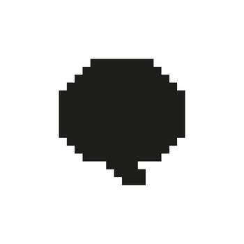 Rounded Dialog Balloon Pixelated Silhouette Icon. Pixel Art Symbol of Bold Chat Element With Tail. Isolated Illustration vector