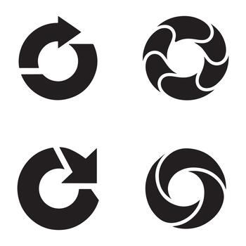 Minimal lean startup loop logo design set with abstract geometric shapes silhouette vector